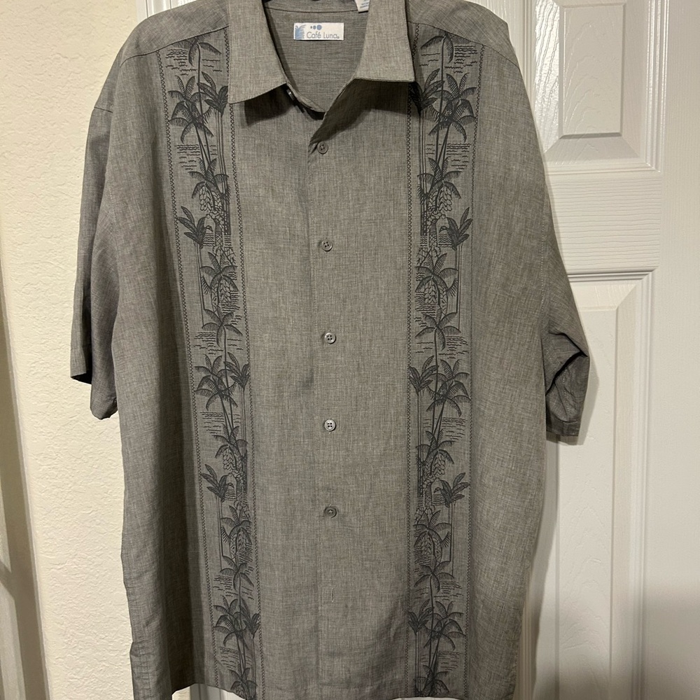 Men's Gray Hawaiian Shirt XL